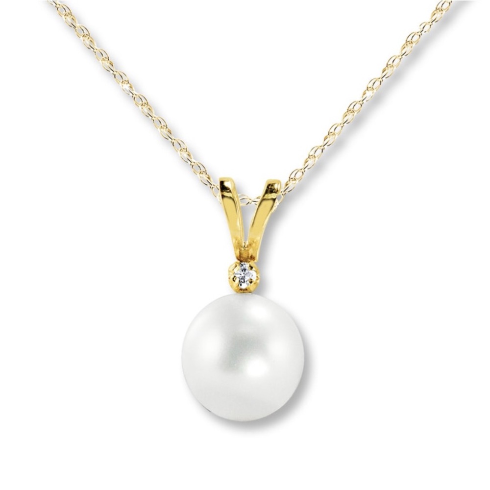 Vintage 10k yellow gold Pearl & Diamond Pendant